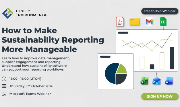 Tunley Environmental announces free webinar on making sustainability reporting more manageable